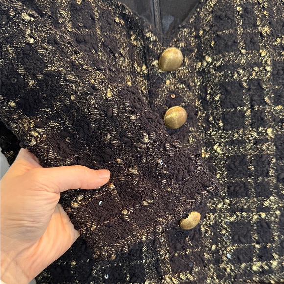 Chic Black and Gold Tweed Mini Dress - Picture 5 of 7